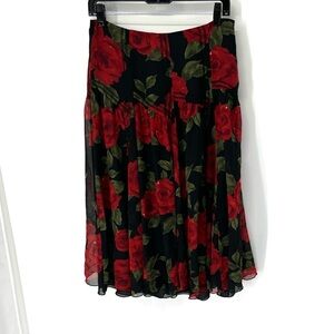 Nine West silk floral roses skirt women’s 6